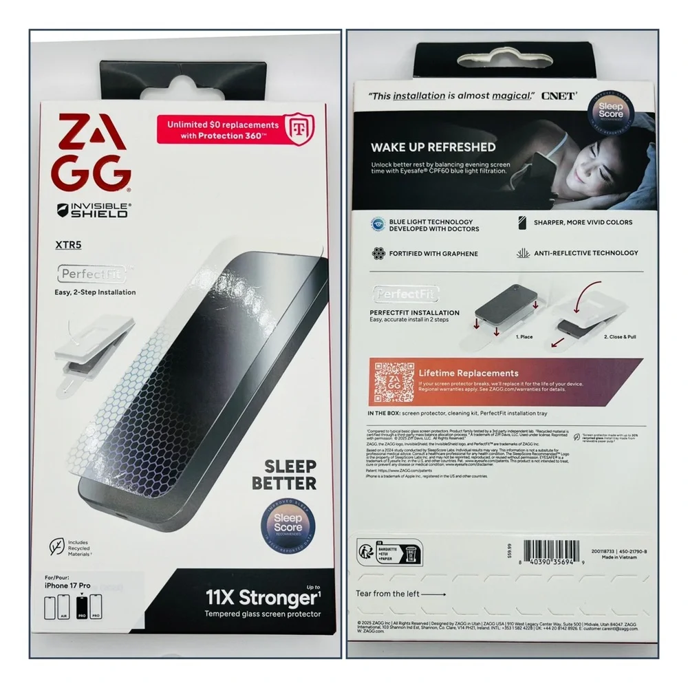NWT ZAGG InvisibleShield XTR5 Screen Protector 11X Stronger for iPhone 17 Pro